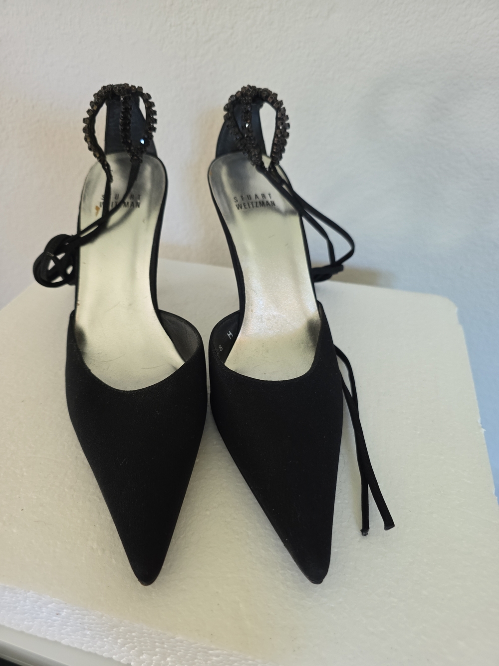 Stuart Weitzman Black Pointed Toe Ankle Strap Pumps